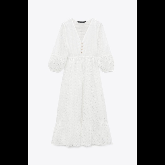 ZARA OPENWORK EMBROIDERED DRESS - Picture 1 of 7